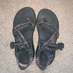 Purple striped chacos